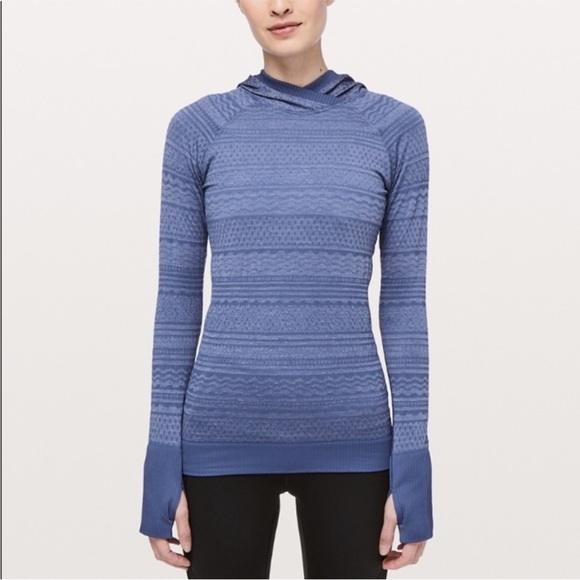 lululemon athletica Tops - Lululemon Rest Less Pullover Hoodie Blue/White Size 6